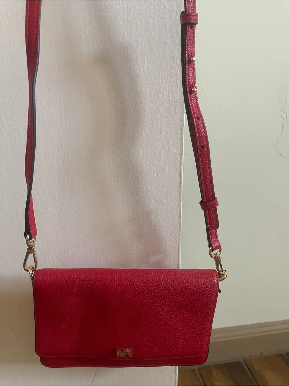 Michael Kors Red Pebbled Leather Convertible Crossbody